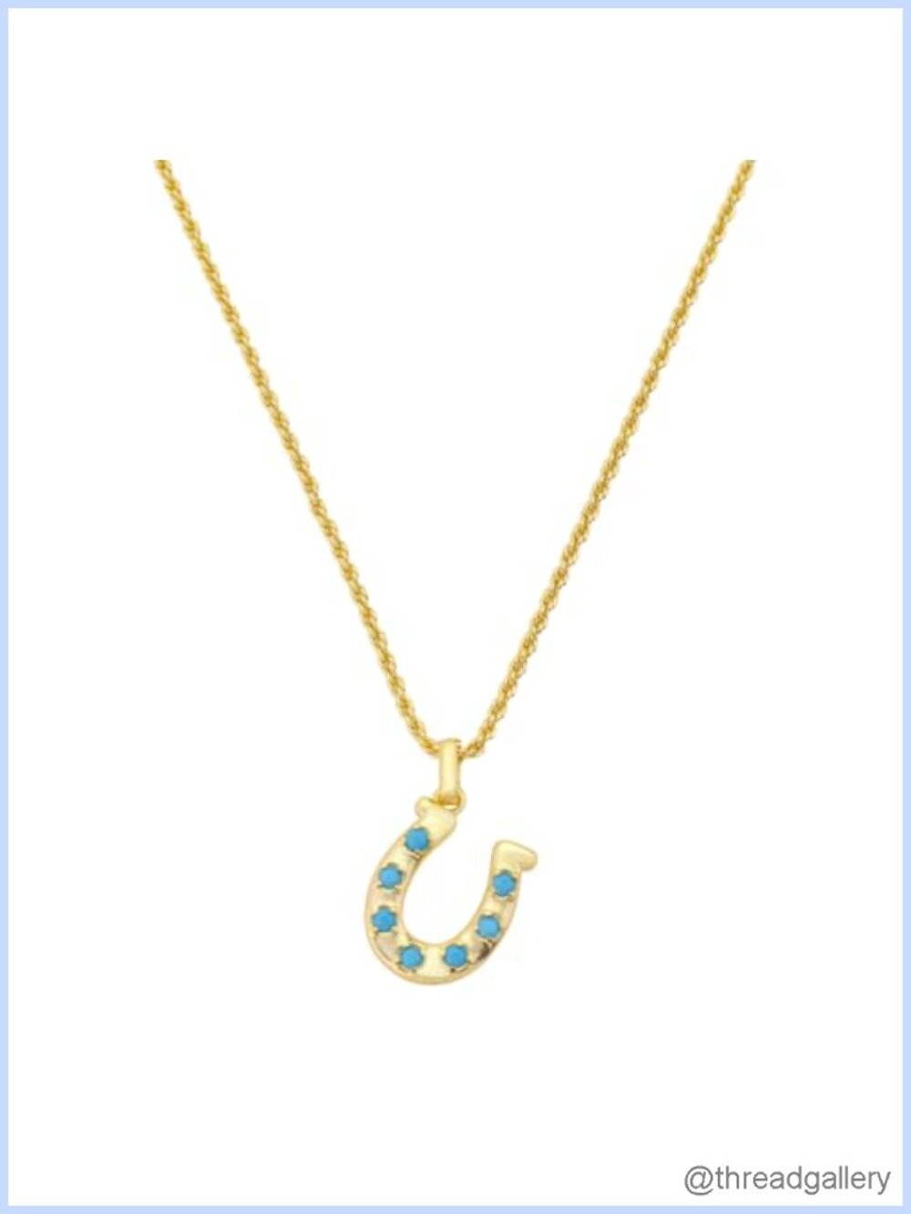 14k Gold Plated Turquoise Horseshoe Rope Chain Necklace